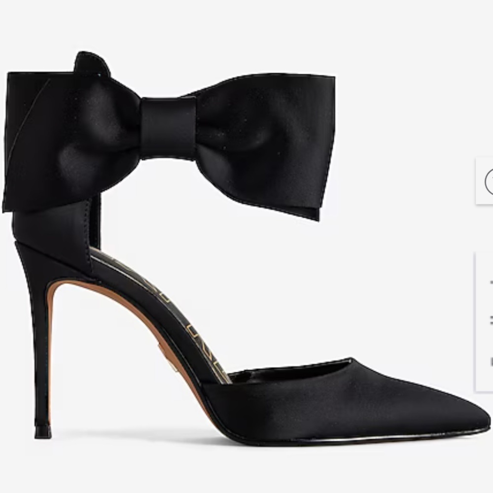 Express NWT Black Ankle Bow Closed Pointed Toe Pumps Size 6
